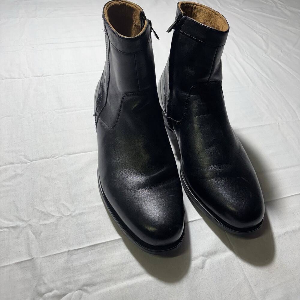 Florsheim 12140-001 Mens 11 D Black Leather Side Zip Dress Ankle Boots